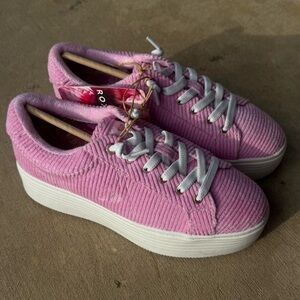 Pink Corduroy Platform Sneakers - Women